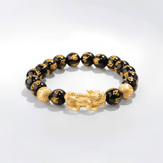 Feng Shui Bracelet - Pixiu Black Obsidian Bracelet for Wealth